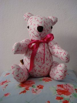 Lovely pink Bubs Bear, made by Abby